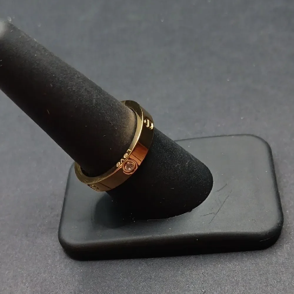 New Gold Tone Love Ring‎ With Rhinestones Size 9